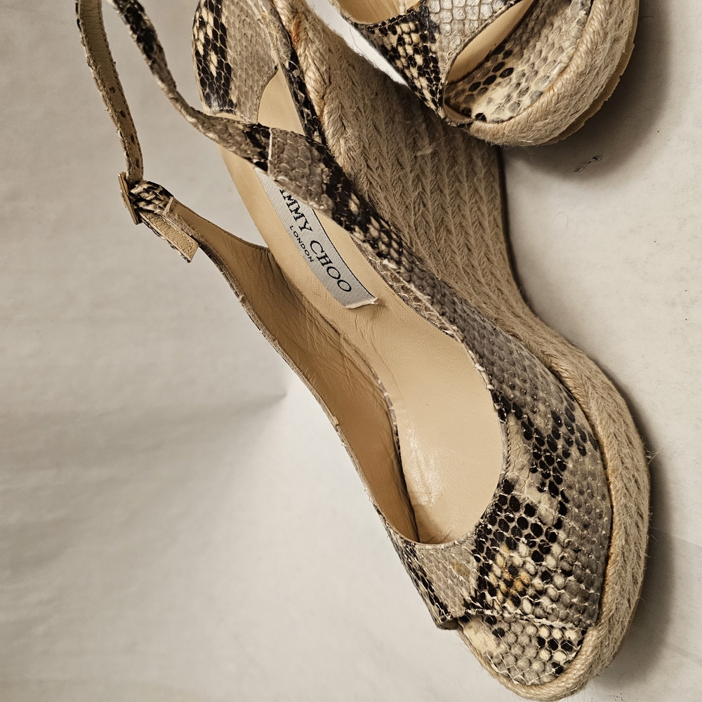 Jimmy Choo Snakeskin Wedge Sandals - Picture 4 of 8